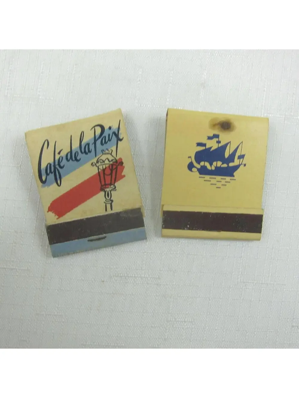 2 Vintage Matchbooks FULL Hotel St. Moritz Cafe De La Paix & The Commodore Hotel